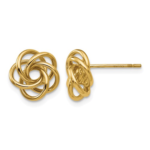 14K 10mm Yellow Gold Polished Love Knot Post Earrings