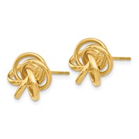 14K 12mm Yellow Gold Polished Love Knot Post Earrings view 2