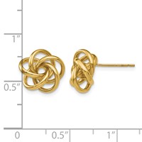 14K 12mm Yellow Gold Polished Love Knot Post Earrings view 4