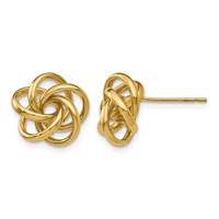 14K 12mm Yellow Gold Polished Love Knot Post Earrings view 1