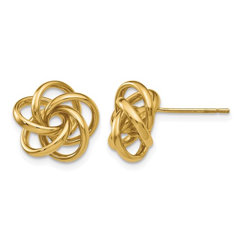 14K 12mm Yellow Gold Polished Love Knot Post Earrings