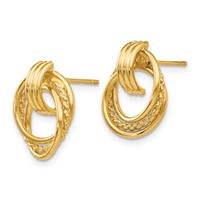 14K Yellow Gold Polished Fancy Doorknocker Post Earrings view 2