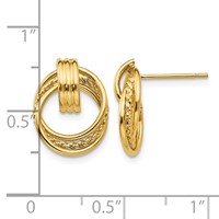 14K Yellow Gold Polished Fancy Doorknocker Post Earrings view 4