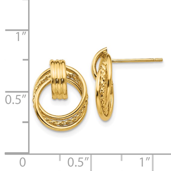 14k Polished Fancy Doorknocker Post Earrings
