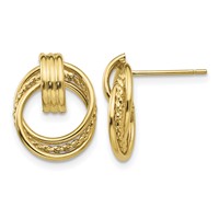 14K Yellow Gold Polished Fancy Doorknocker Post Earrings view 1