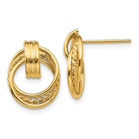 14k Polished Fancy Doorknocker Post Earrings