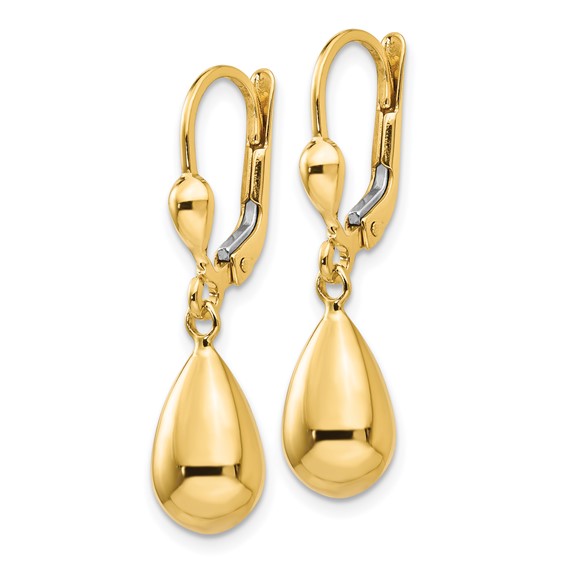 Gold Teardop Leverback Earrings