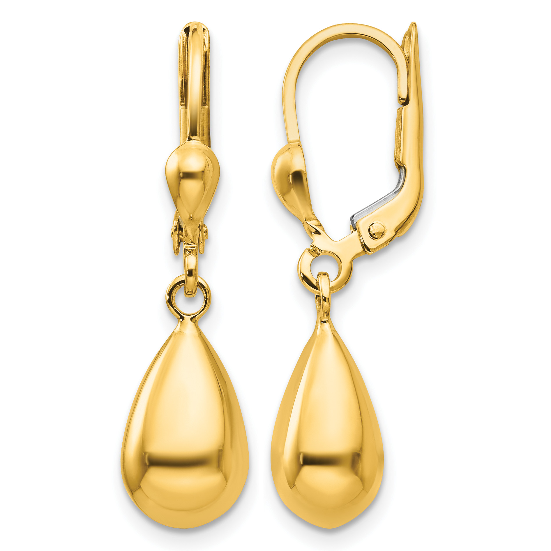 14k Polished Fancy Dangle Leverback Earrings (H557)