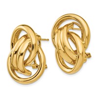 14K Yellow Gold Polished Fancy Circles Omega Back Post Earrings view 2