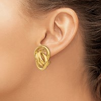 14K Yellow Gold Polished Fancy Circles Omega Back Post Earrings view 3