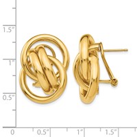 14K Yellow Gold Polished Fancy Circles Omega Back Post Earrings view 4