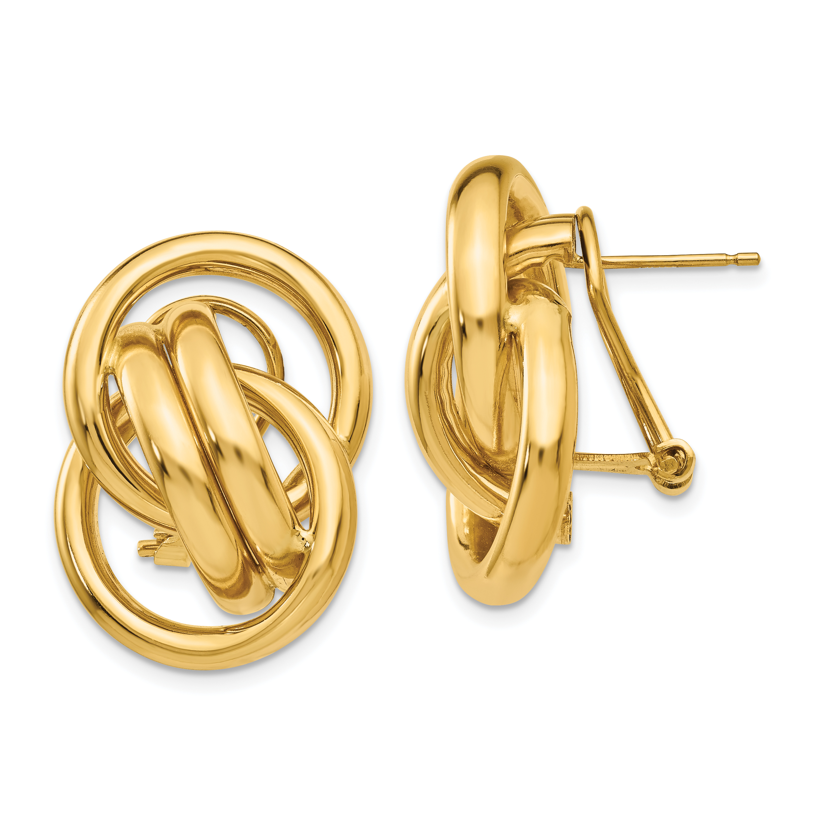 14k Polished Fancy Omega Back Post Earrings (H558)
