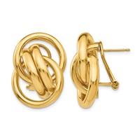 14K Yellow Gold Polished Fancy Circles Omega Back Post Earrings view 1