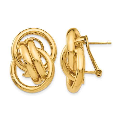 14K Yellow Gold Polished Fancy Circles Omega Back Post Earrings