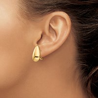 14K Yellow Gold 10x 20mm Polished Teardrop Omega Back Post Earrings view 3