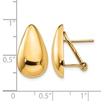 14K Yellow Gold 10x 20mm Polished Teardrop Omega Back Post Earrings view 4