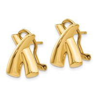 14K Yellow Gold 13x 15mm Polished X Omega Back Post Earrings view 2