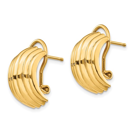 Gold Omega Back Post Earrings