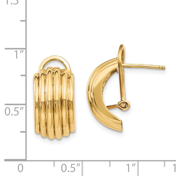 Gold Omega Back Post Earrings