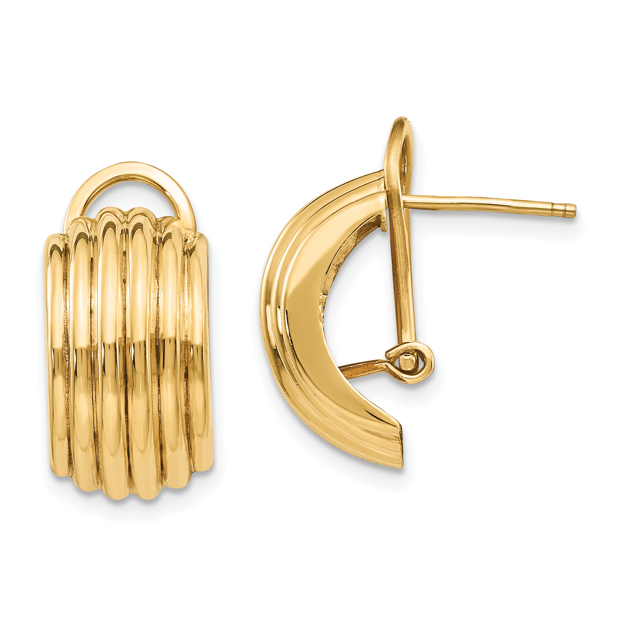 14k Polished Fancy Omega Back Post Earrings (H577)