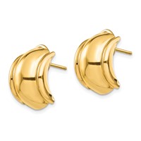 14K Yellow Gold 12x17mm Polished Fancy Omega Back Post Earrings view 2