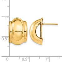 14K Yellow Gold 12x17mm Polished Fancy Omega Back Post Earrings view 4