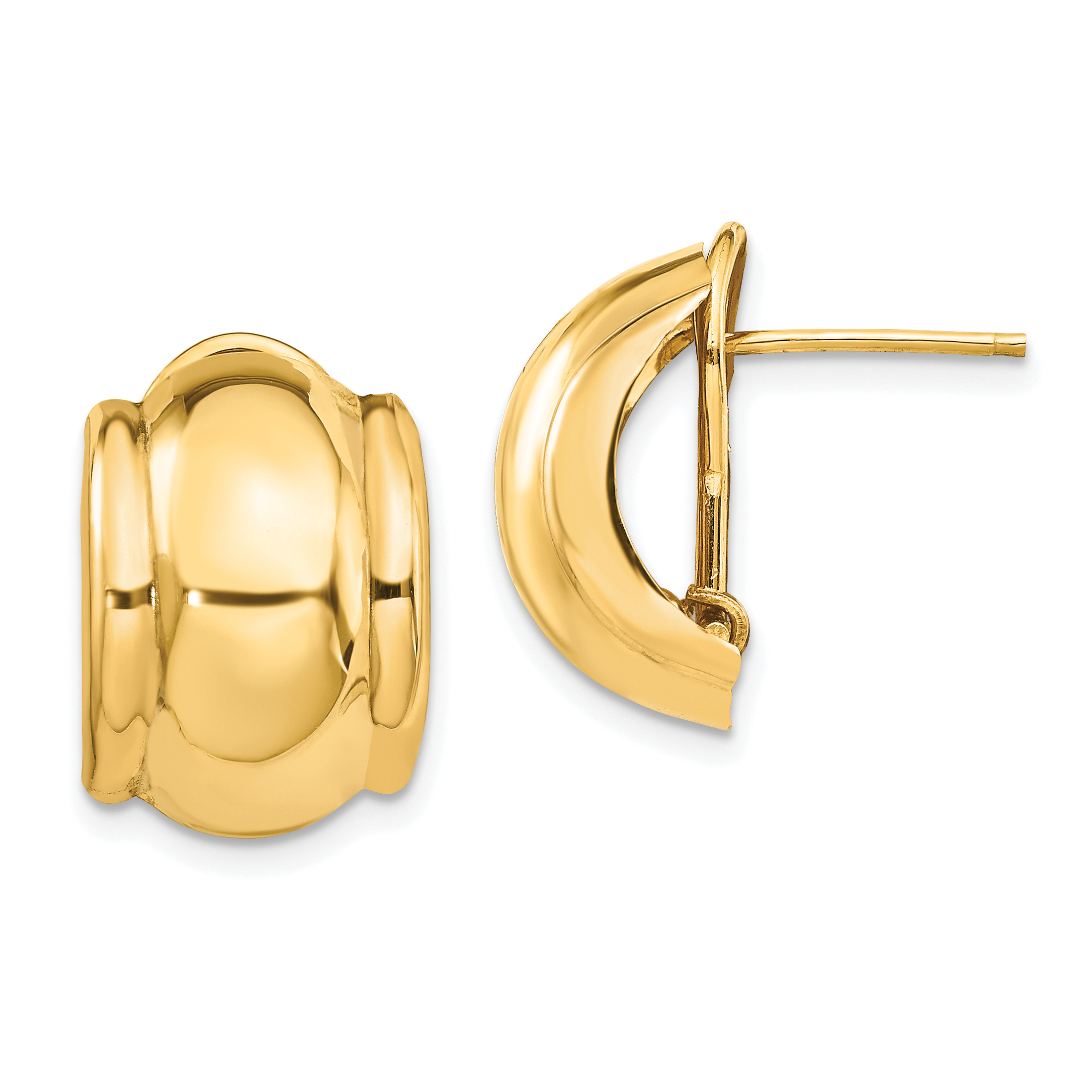 14k Polished Fancy Omega Back Post Earrings (H580)