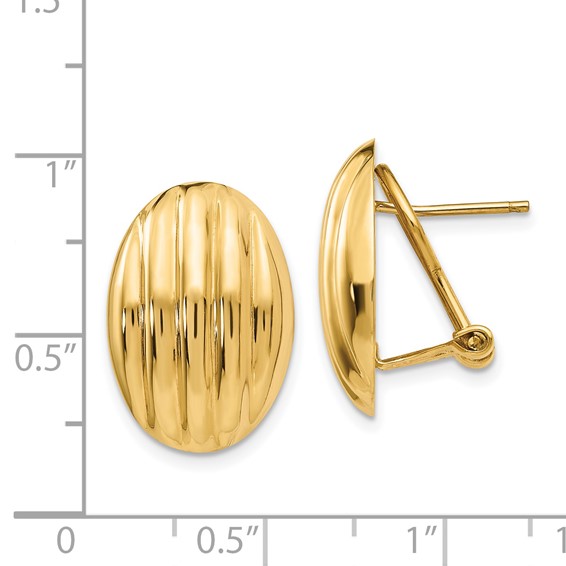 Gold Omega Back Post Earrings