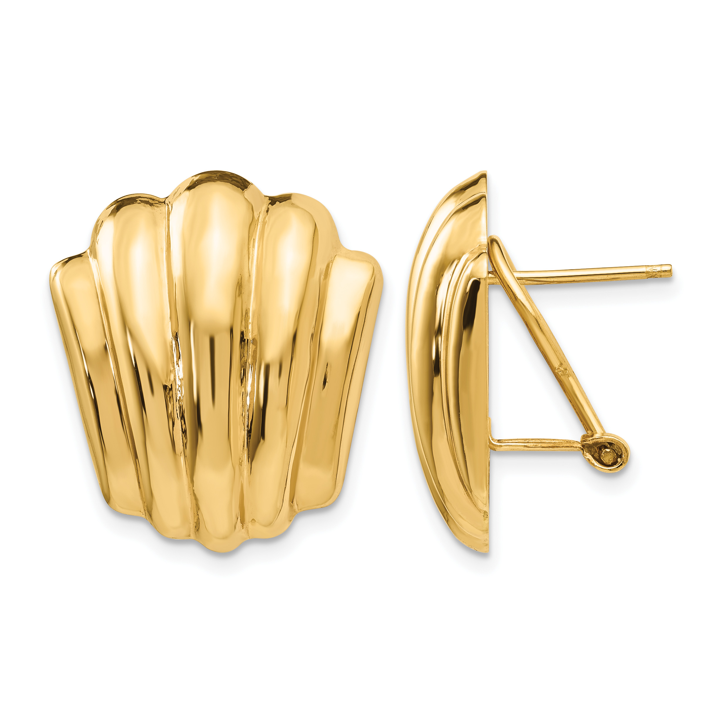 14k Polished Fancy Omega Back Post Earrings (H595)
