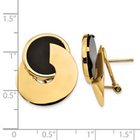 14K Yellow Gold Black Onyx Fancy Contemporary Omega Back Earrings view 4