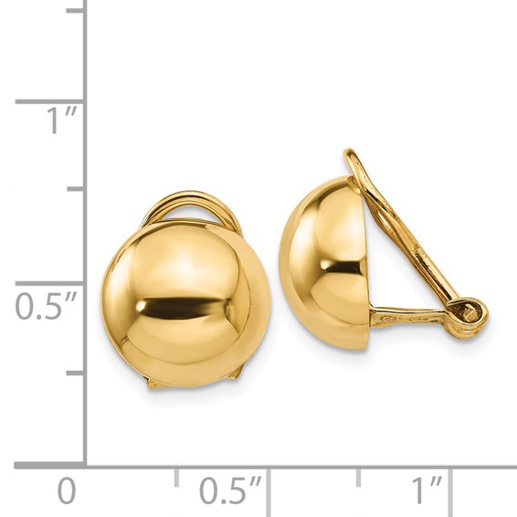 Gold Round Button Non-pierced Clip Earrings