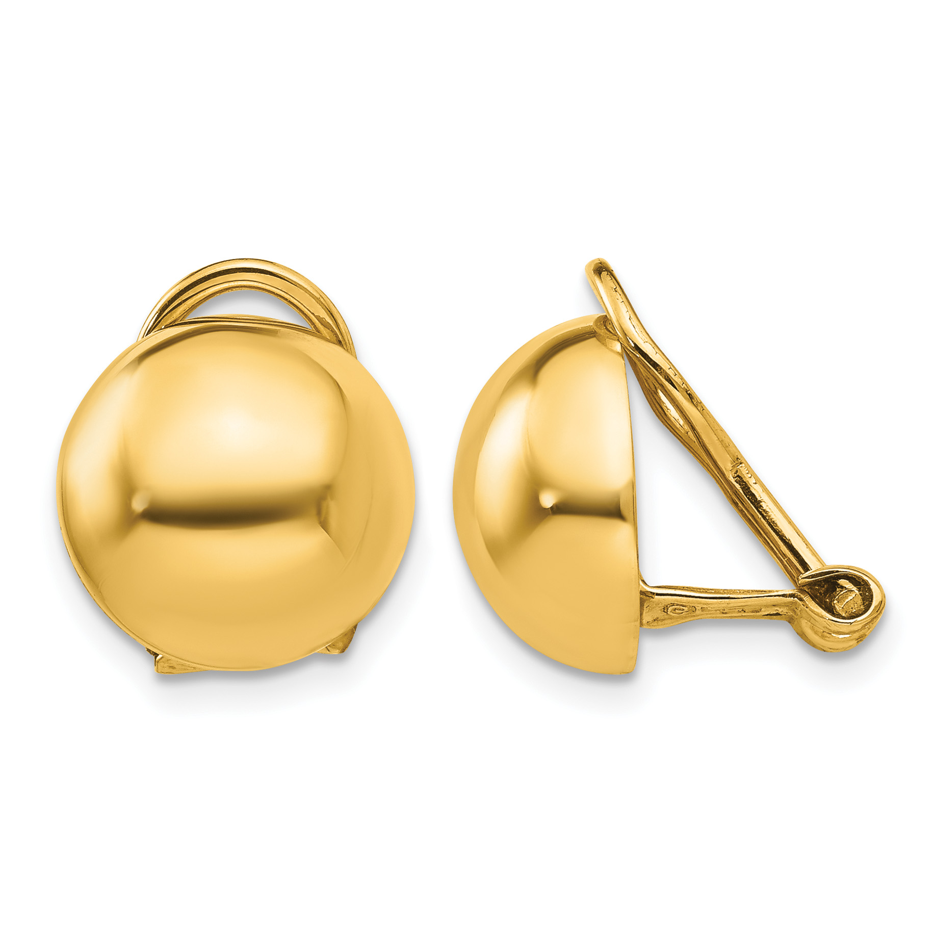 14k Non-pierced Half Ball Omega Back Earrings (H629)