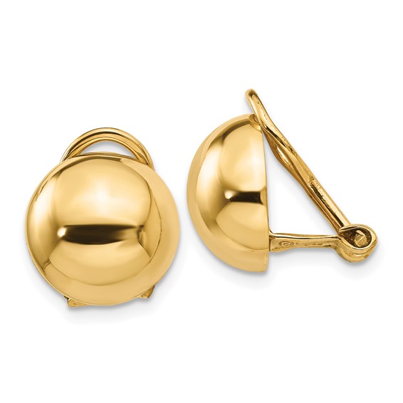 Gold Round Button Non-pierced Clip Earrings