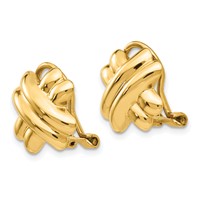 14K 14mm Yellow Gold Polished X Omega Back Non-pierced Earrings view 2