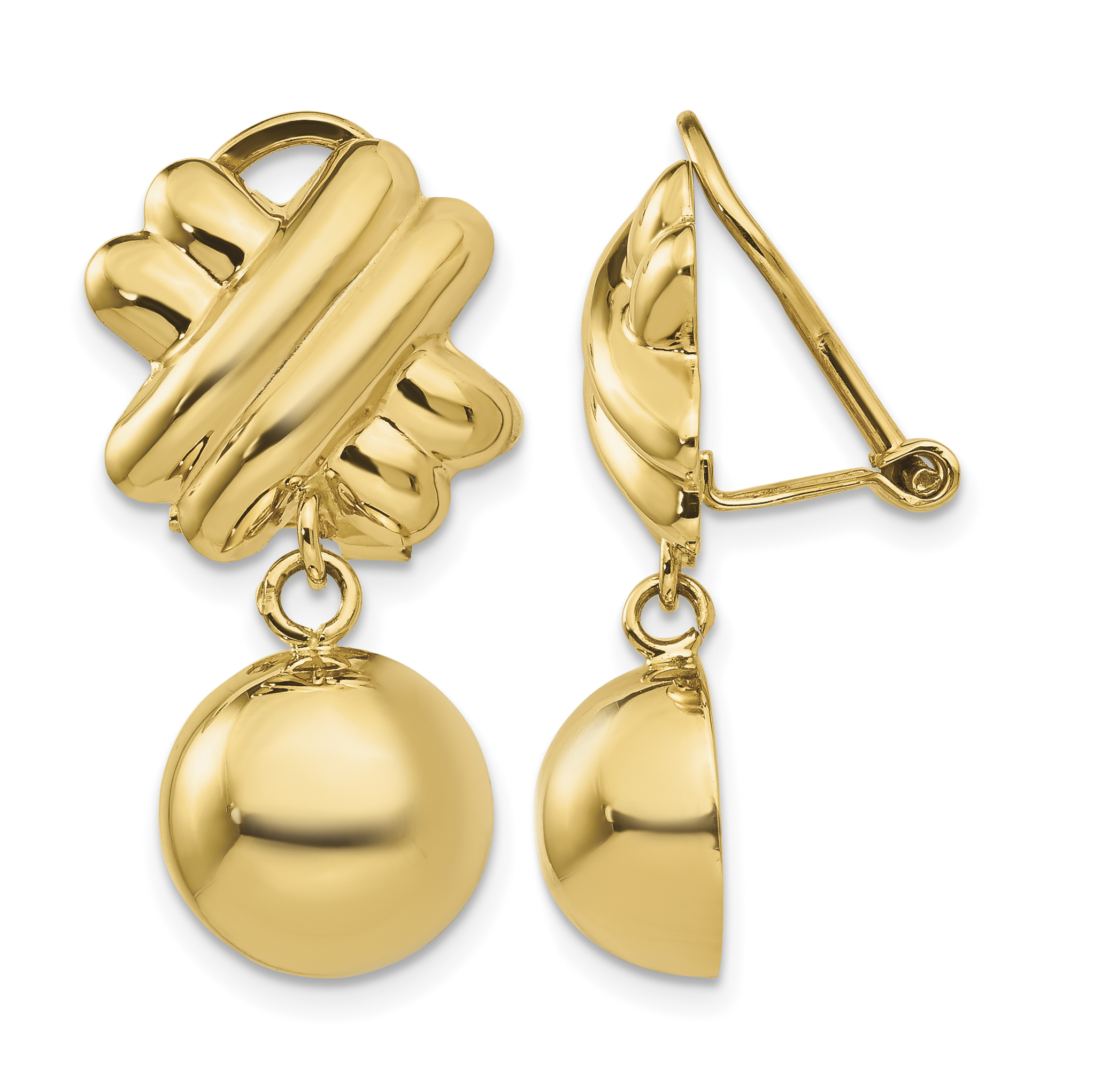 14k Non-pierced Fancy Ball Earrings (H632)