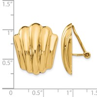 14K Yellow Gold Polished Fancy Ribbed Omega Back Non-pierced Earrings view 4