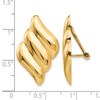 14K Yellow Gold Diagonal Ribbed Omega Back Non-pierced Earrings view 4