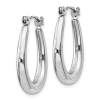 14K White Gold Polished Hoop Earrings view 2