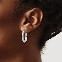 14K White Gold Polished Hoop Earrings view 3