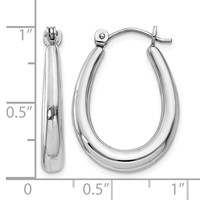 14K White Gold Polished Hoop Earrings view 4