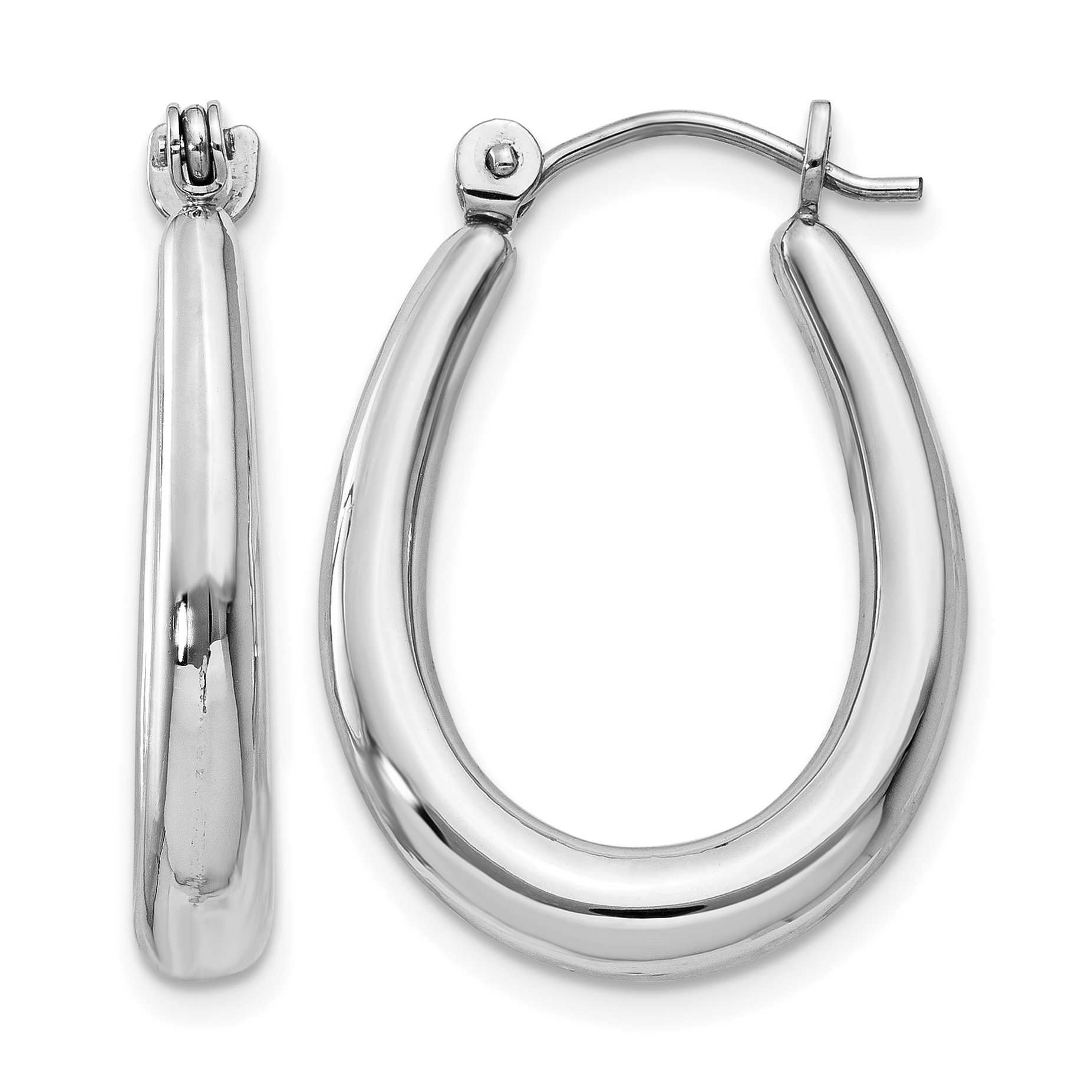 14k White Gold Polished Hoop Earrings (H674)