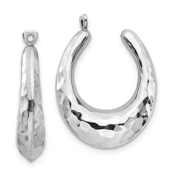 14k White Gold Hammered Hoop Earring Jackets
