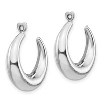 14K White Gold Polished Hollow Tapered Hoop Earring Jackets view 2