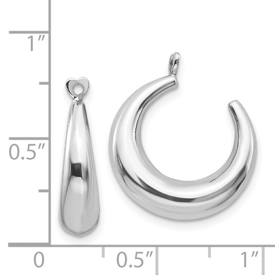 14k White Gold Polished Hollow Tapered Hoop Earring Jackets