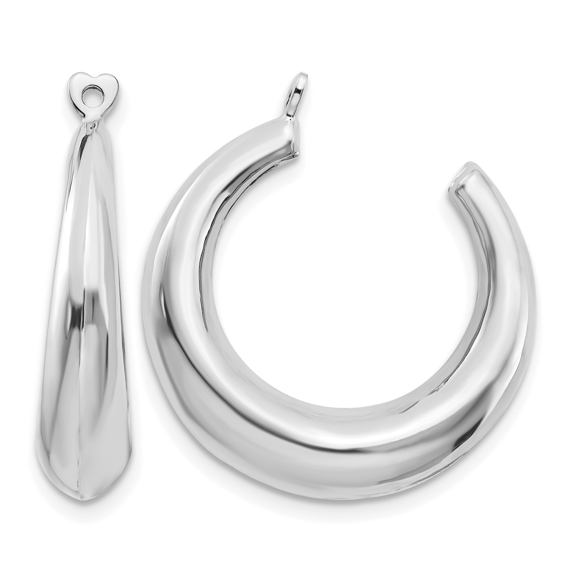 14k White Gold Polished Hoop Earring Jackets (H703J)