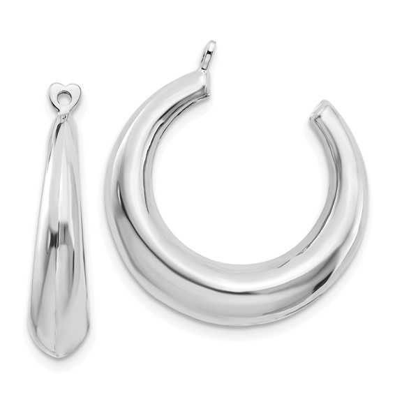 14k White Gold Polished Hollow Tapered Hoop Earring Jackets