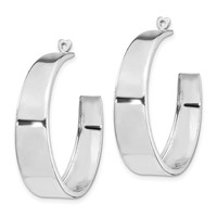 14K White Gold Polished Tapered Hoop Earring Jackets view 2