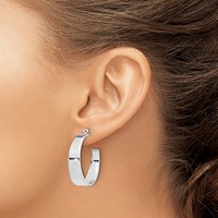 14K White Gold Polished Tapered Hoop Earring Jackets view 3