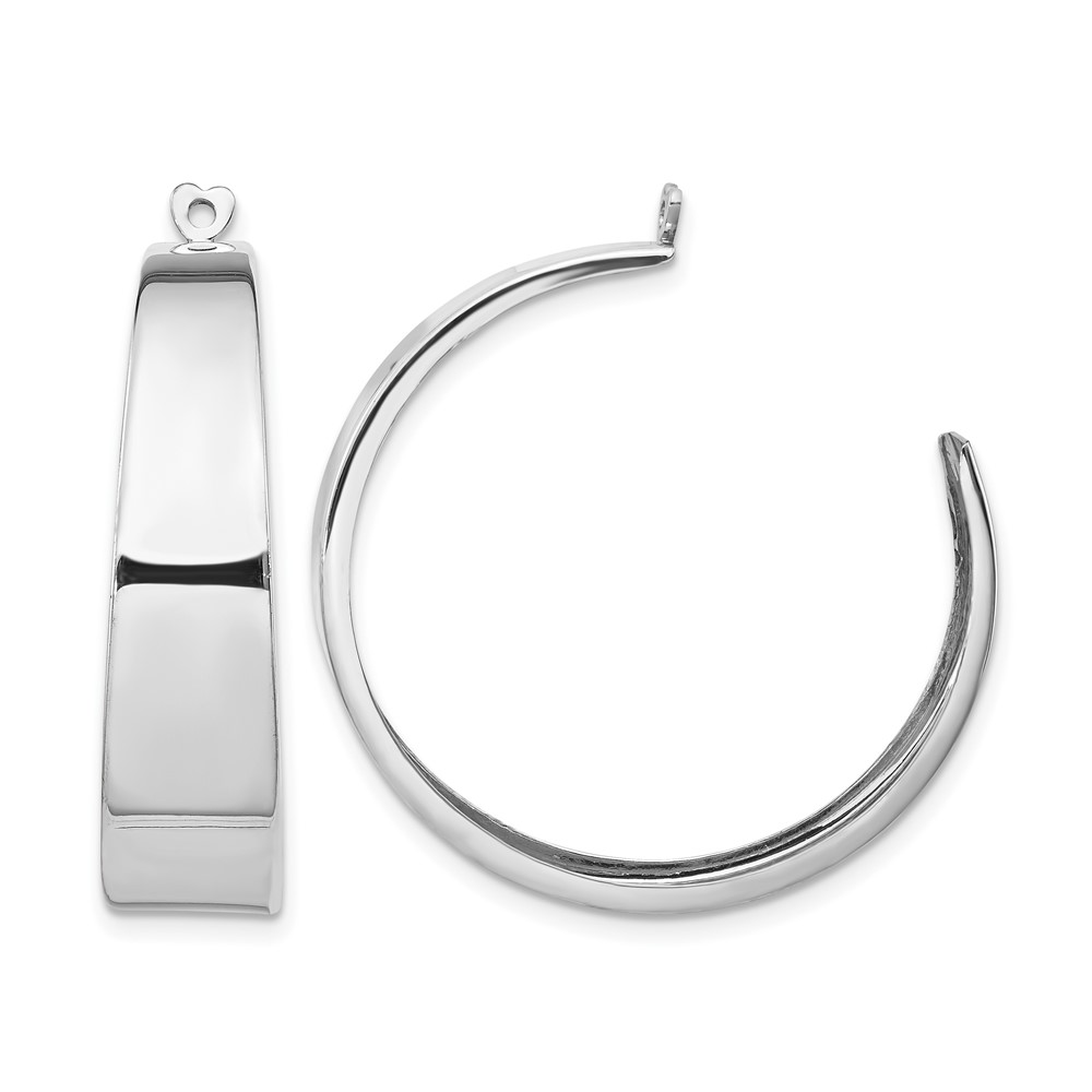 14K White Gold Polished Tapered Hoop Earring Jackets