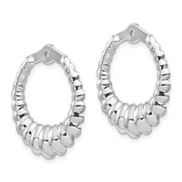 14K White Gold Scalloped Hoop Earring Jackets view 2